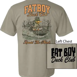 Fat Boy Duck Club Short Sleeve Comfort Colors T-Shirt. Runnin the Marsh. Sandstone Color