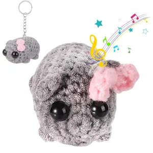 Cute sad hamster keychain, kawaii crochet plush sad hamster emoji, sad hamster emoji plush toy, handmade sad hamster crochet doll keychain with bow, girl hamster handmade gift decoration