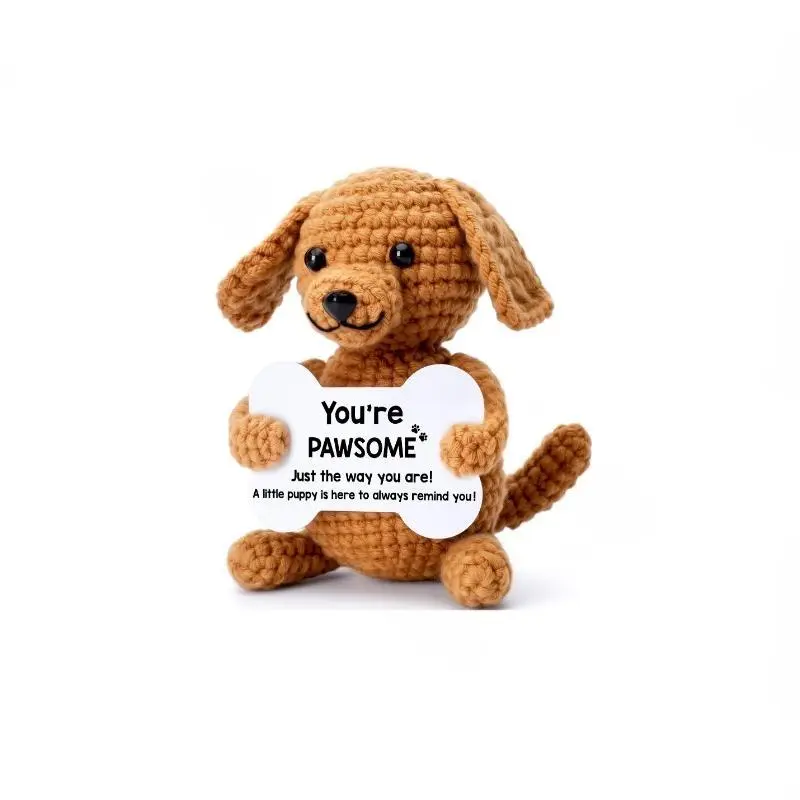 Small Fun Gift, Handmade Positive Emotion Crochet Animal, Mini Cool Cute Gift, Motivational Dog Gift for Men and Women, Soft Adorable Stuffed, Stuffed Animal, Soft Cuddly Gift