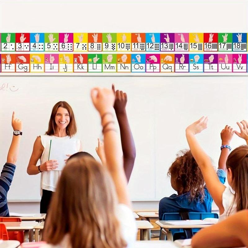 Alphabet Line Bulletin Board Set, 16pcs/set ABC Number 0-20 Wall Decorations, Educational Supplies for School Classroom Homeschool, Classroom Supplies Charts