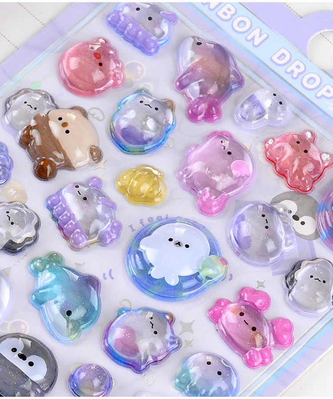 Stickers Selectable 3D Puffy Carton Animal Sticker Random Design Cute 3D Sticker Room Decor DIY Decorative Decal for Phone Case Water Cup Supplies Cellphone Smartphone Screen Protector Casing Cover Shockproof Protection Mini Protective Scrapbooks Fun Kids