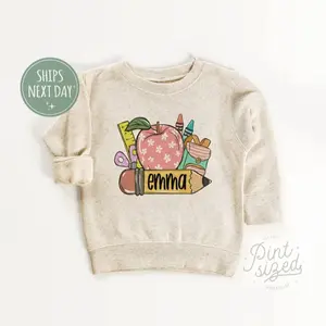 Back to School Girls Name Shirt - Personalized Kids Tee - First Day of School Natural Shirt