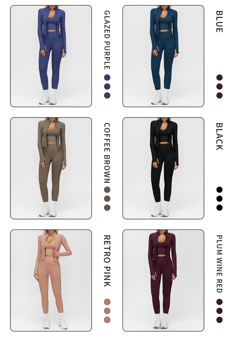 MFVIM Women's Solid Criss Cross Crop Tank Top High Waist Leggings Zip Up Crop Jacket Tracksuit Set Breathable Comfortable Yoga Workout Gym Athletic Activewear Textured Sweatsuit Thermal Lined Sports MFVIM Women's Solid Criss Cross Crop Tank Top High Waist Leggings Zip Up Crop Jacket Tracksuit Set Breathable Comfortable Yoga Workout Gym Athletic Activewear Textured Sweatsuit Thermal Lined Sports