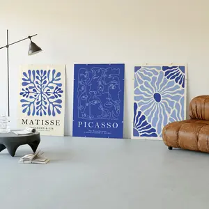 Blue Matisse Print Set of 3, Navy Blue Gallery Wall Bundle, Girly Decor, Preppy Wall Art, Matisse Exhibition Posters, Trendy Aesthetic Unframed