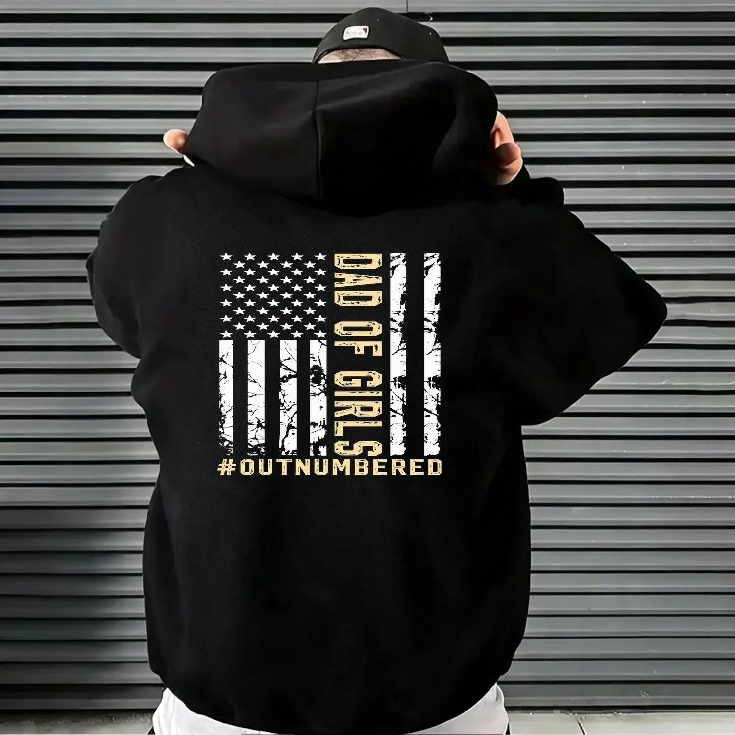 Men's Hoodie Dad Of Outnumbered Proud Dad American Flag Graphic Perfect Gift for Dad Casual Pullover Sweatshirt Stylish Comfortable Apparel