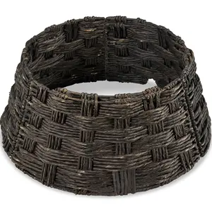 Best Choice Products 24in Basket Woven Hyacinth Christmas Tree Collar, Skirt Accessory w/ Cord Cut-Out