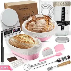 Silicon Sourdough Bread Baking Supplies, Sourdough 34 OZ Starter JAR, Sourdough Starter Kit, Bread Baking Tools, Silicon Bread Proofing Basket.