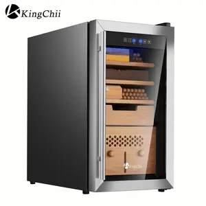 KingChii Upgrade 43L Electric Humidification Cabinet with Compression Temperature & Humidity Control System Built-in Spanish Cedar Wood Shelves for Premium Collection