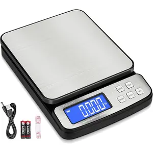 Digital Shipping Postal Scale - 88lb x 0.1oz, Stainless Steel Platform, 5 Units, Hold/Tare/PCS Counting, Easy Calibration, Large LCD, Scale for Packages, All-in-1 Shipping Scale