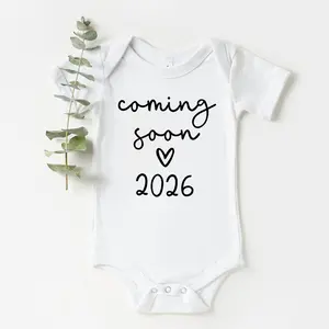 Coming Soon 2026 Baby Announcement Clothes Newborn Baby Bodysuits Summer Boys Girls Romper Body Pregnancy Reveal Clothes