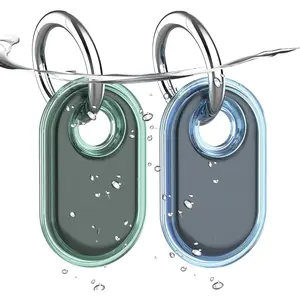 2 Pack Waterproof Compatible with  Galaxy SmartTag2 Holder, TPU GPS  Protective Case for  Tag 2 with Keychain, Anti-Scratch Smart Tag 2 Case (Blue Green)