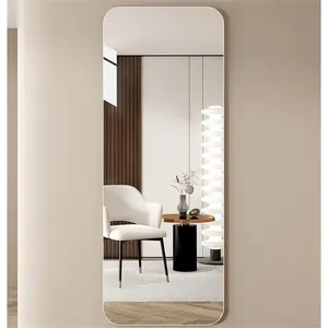 RR Decor Traditional 65"x 24" inch Full Body Round Corner Mirror for Living Room Bedroom Cloakroom Wall Hanging with Hanging Hole High Quality 5mm Silver Mirror Explosion-proof Glass Frameless Installation Drawer Dresser Modern