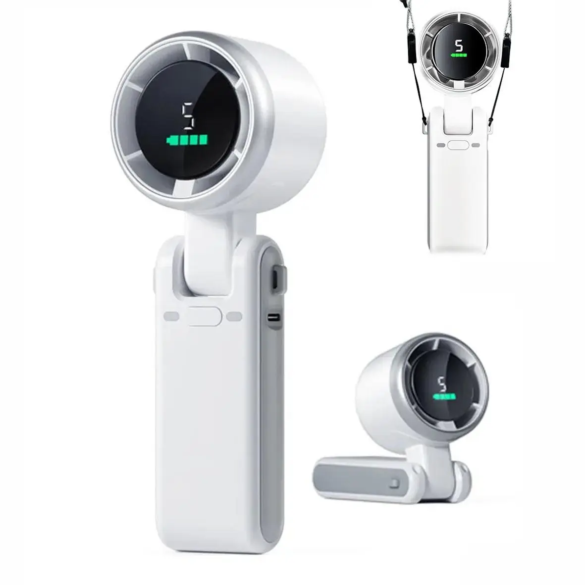 PLAYHOT Portable Handheld Turbo Fan, 5 Gear Wind, Battery Operated, Up to 12 Working Hours, 3 IN 1 Hand Fan with Air Turbo Tech Cooling Fan for Outdoo