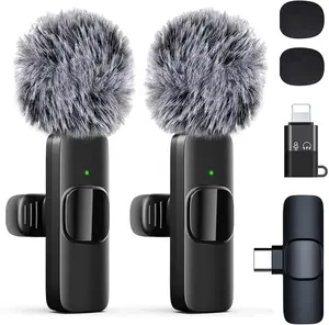 Professional Wireless Lavalier Microphone for iPhone, iPad, Android Phone, Mini Microphone, Wireless Lapel Mic for Video Recording, Interview Podcast Vlog YouTube Tiktok for Content Creators