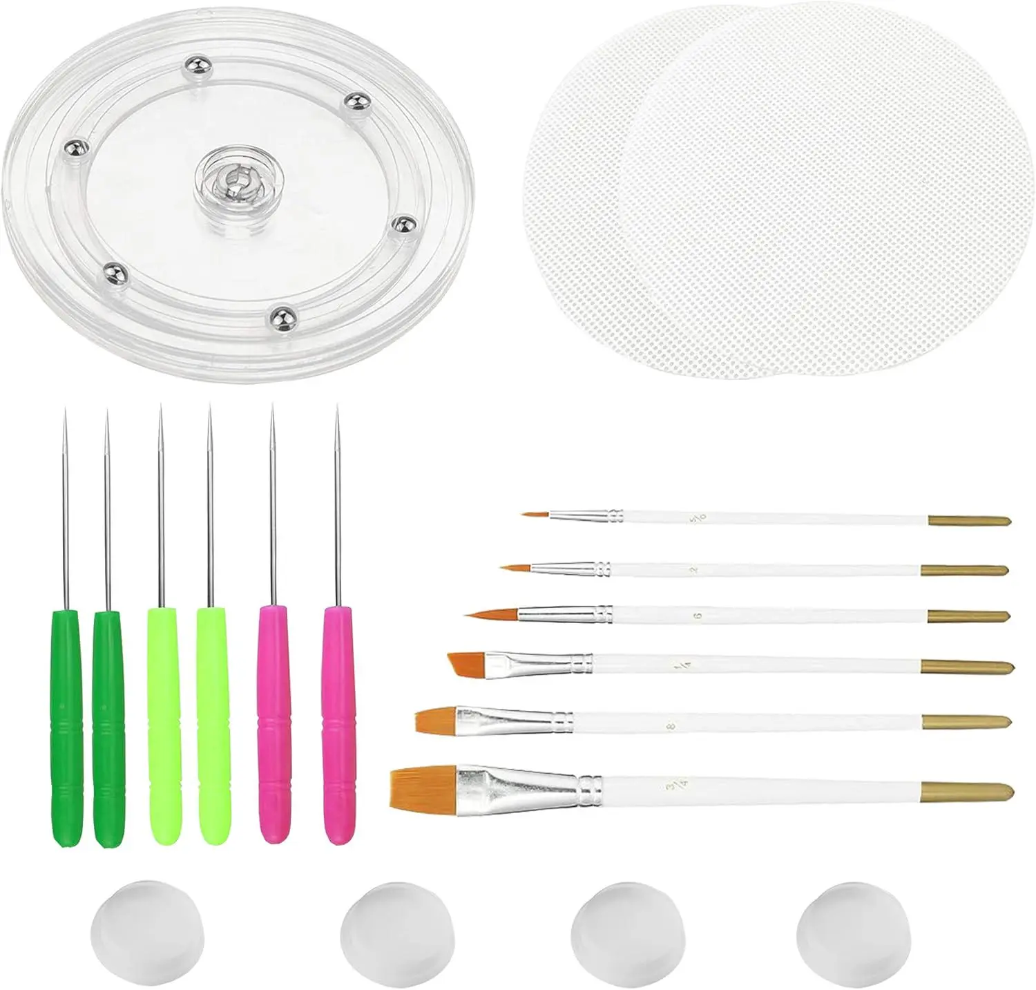 19PCS/Set Cookie Decorating Kit Supplies Including 1 Acrylic Cookie Turntable 6 Cookie Scribe Needle2 Silicone Mesh Mats 6 Cookie Decoration Brushes 4 Rubber Feet Bumpers - Home Improvement. Bakeware