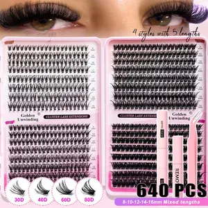 Cluster False Lashes, High Capacity, Includes Dual-Head Glue, Tweezers, Remover, DIY Extension, Daily Use, Party, Travel, Gift