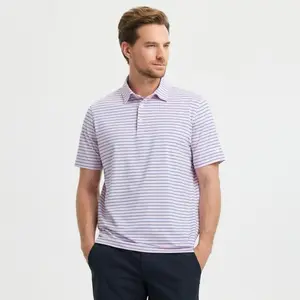 M MAELREG Men's Golf Striped Short Sleeve  Polo Shirts  Performance Comfortable Casual Outdoor Top Men's Clothing