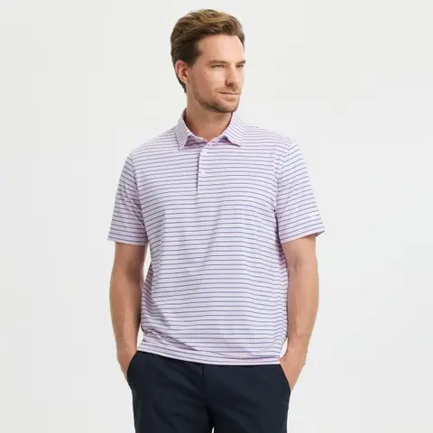 MAELREG Men's Golf Striped Short Sleeve  Polo Shirts  Performance Comfortable Casual Outdoor Top Men's Clothing SpringStatements