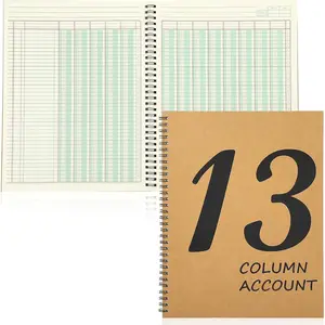 2 count 13 Column  Book 8.5 * 11inch Account Book Notebook Columnar Pad Columnar Pad 13 Columns  Analysis Pad  Paper Cover 100 Pages for Personal Use Small Business(50 Sheet)