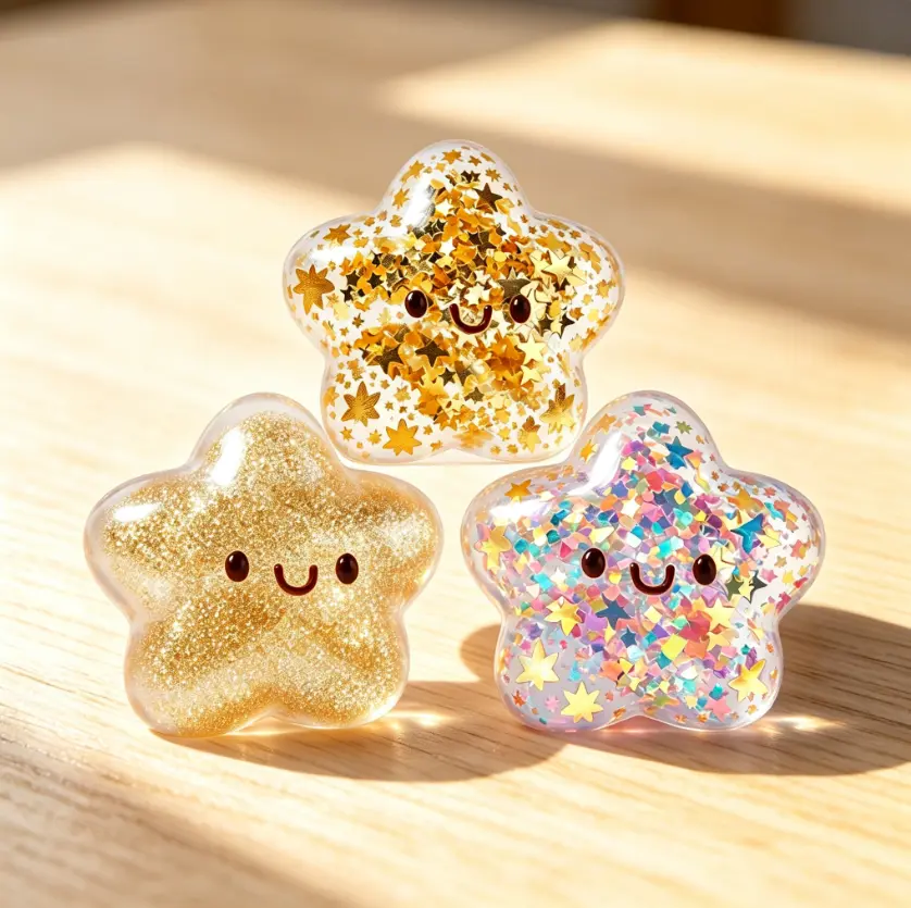 TABASQUISHY Handmade Taba Squishy Toy Set - 3 Styles Gold Star Design, Stretchable, Squeezable, Soft Non-Toxic Stress-Relieving Sensory Toy for Back To School Collectibles & Entertainment