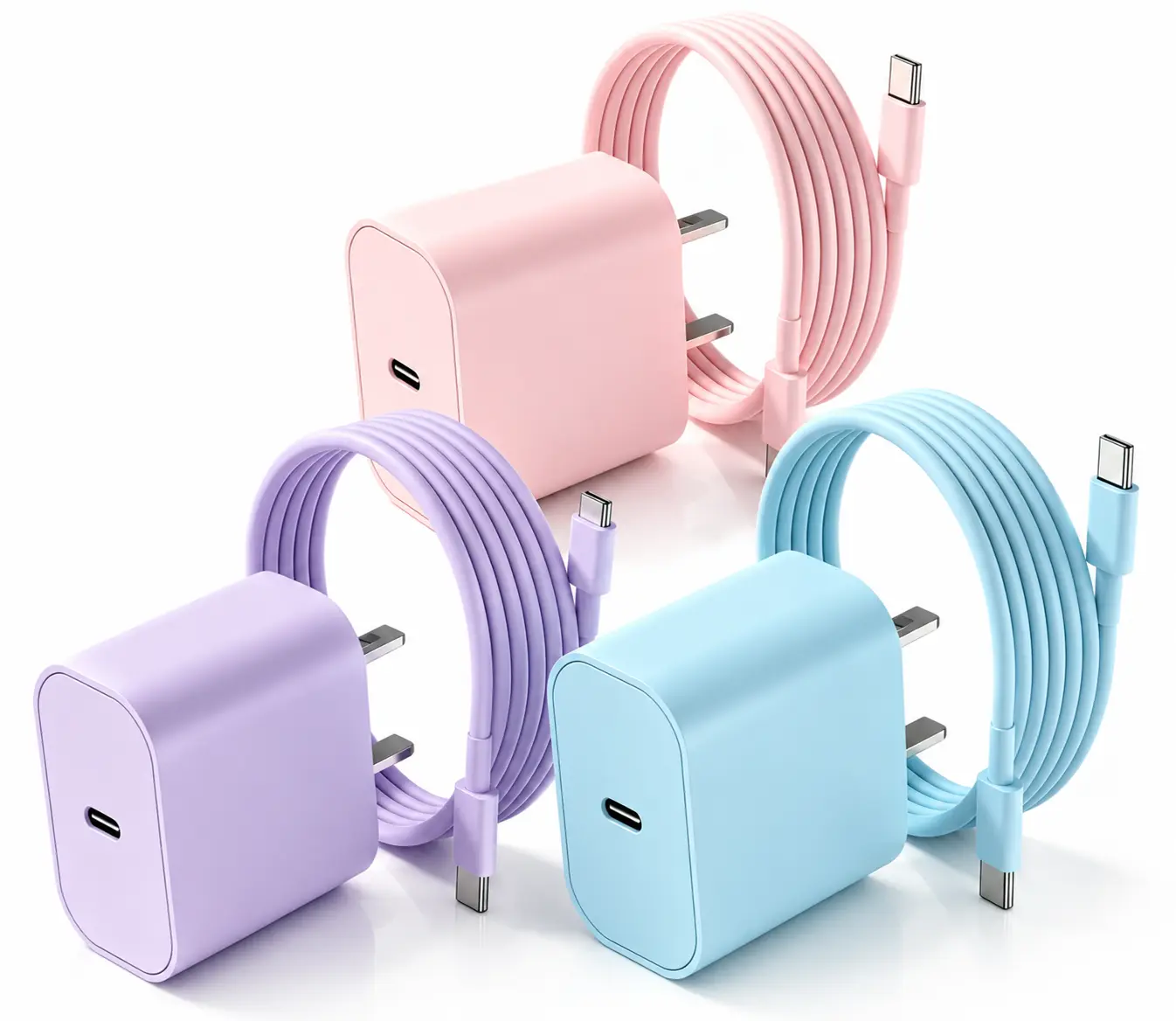 iPhone 17 16 15 Charger Fast Charging 10FT - 20W USB C Charger Block with 10FT Type C to C Cable Compatible with iPhone 17/17 Pro/17 Pro Max/Air/16/16e/15, iPad Pro, iPad Air(Green/Pink/Purple)