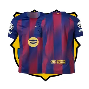 2025-26 Home Kit No Number Fan Edition Adult Short-Sleeve Breathable Quick-Dry Soccer Jersey La Liga (Champions League Armband)