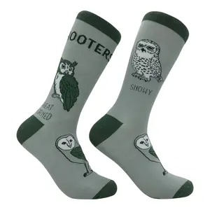 Men's Hooters Socks Funny Sarcastic Owl Graphic Novelty Footwear for Men Funny Graphic Socks Comfortable Fitted Spandex Cotton