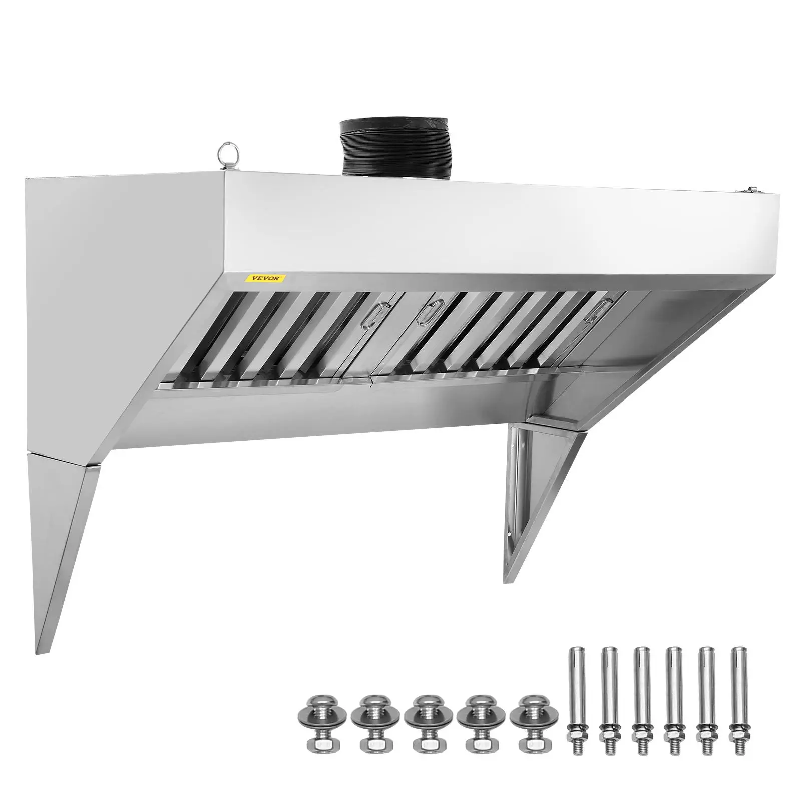 【DealsForYouDays】VEVOR Commercial Exhaust Hood, 4FT Food Truck Hood Exhaust, 201 Stainless Steel Concession Trailer Hood with 2 Detachable U-shaped Grid Oil Filter Mesh, Rust Resistant Vent Hood for Kitchen Restaurant