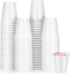 100 Pack 2 oz Plastic Shot Cups, Mini Disposable Shot Glasses 2 oz Party Cups for Easter Wedding Party, Beer Taste Serving, Snacks(White)