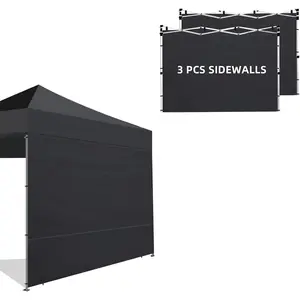 Canopy Tent Sidewalls for 10x10 Pop Up Canopy, 3 Pack Instant Canopy Sunwall,  and UV Protection Canopy Shade Wall, Straight  Canopy Sidewalls 3 count Only(Black)