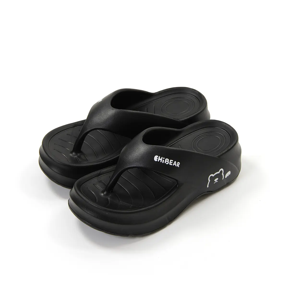 Women's Korean Retro Height Boost Flipflops - EVA Sole, Casual Slippers, Non-Slip Breathable Walking Shoes, Versatile Korean Slippers (Black)