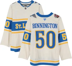 Jordan Binnington St. Louis Blues Autographed 2025 Winter Classic Fanatics Premium Jersey - Fanatics Authentic Certified