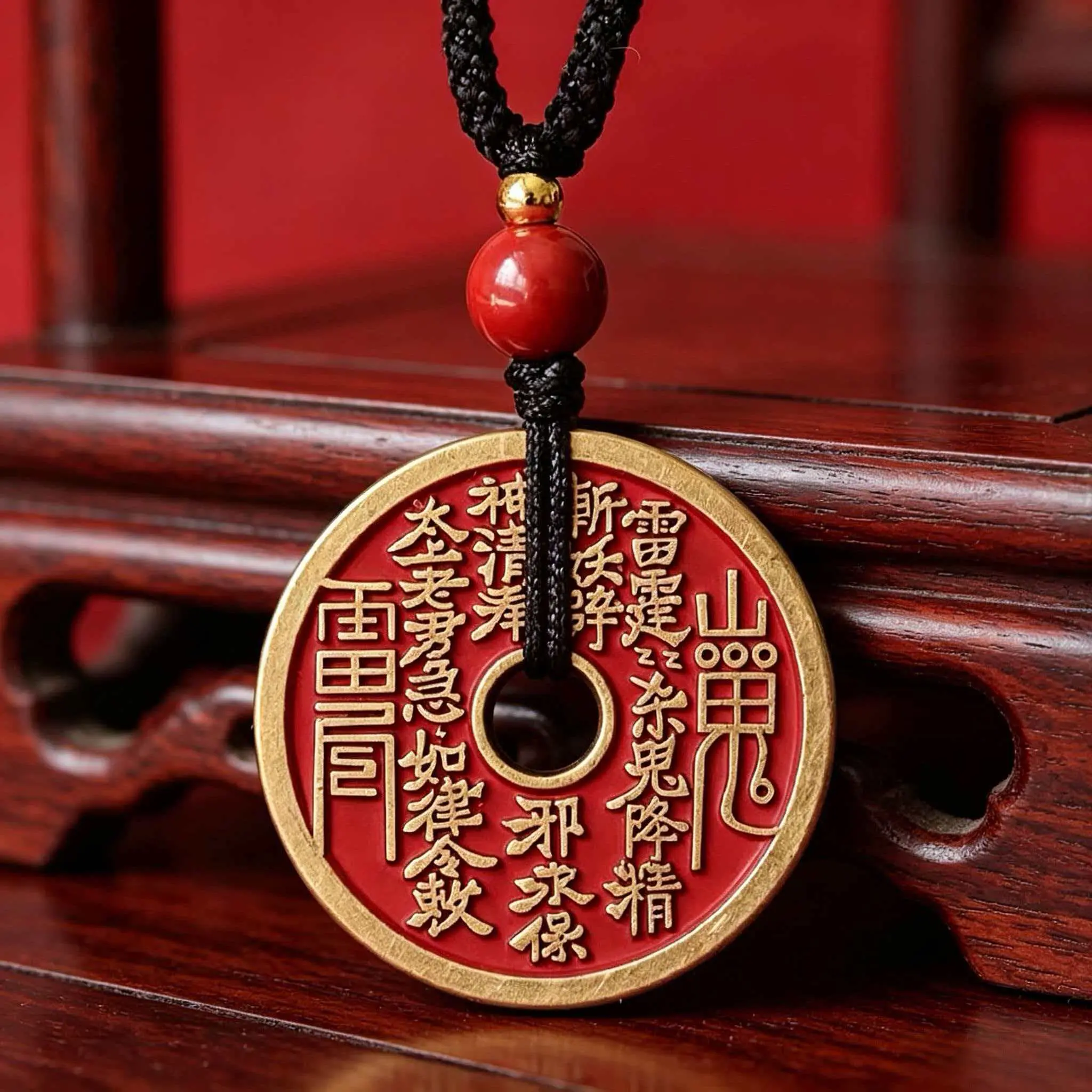 Shan Gui Spending Copper Coin Charm Pendant - Basic Fashion Costume Jewelry Accessory with Metal Coating, Protective Patterns for Balancing 5 Elements Imbalances, Harmonizing Conflicts