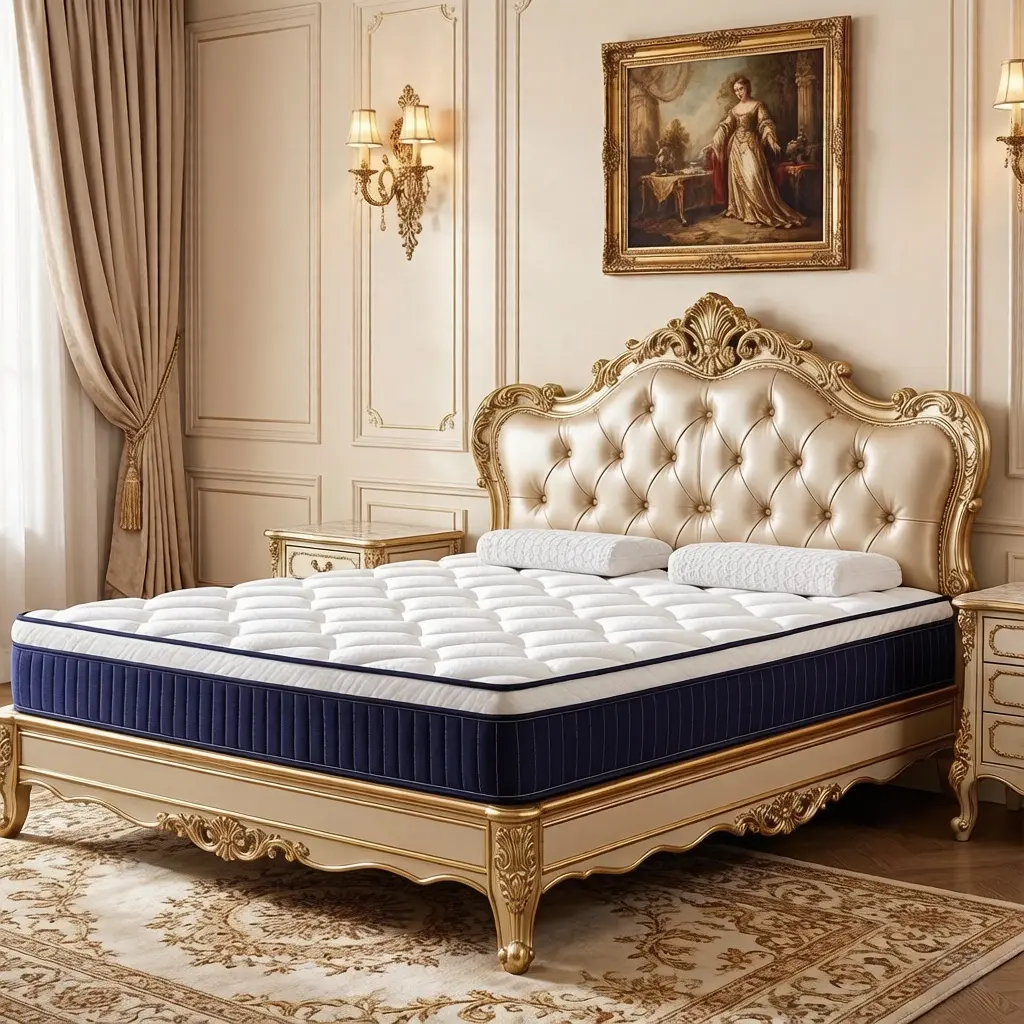10 Inch Mattress 12 Inch Twin XL/Full/Queen/King Size Mattresses Hybrid Innerspring Mattress in a Box, Memory Foam Spring Mattress with Motion Isolation & Pressure Relief, Medium Soft, White+Blue/Antique Brown+White