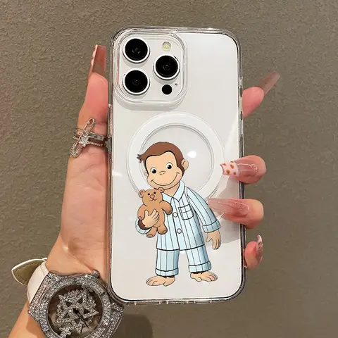 Magnetic MagSafe Protective Cellphone Case for iPhone 11-17 Pro Max, Pajama Monkey Aesthetic Cover, Ultra Slim Shockproof TPU Phone Accessory with Scratch Resistance, Magnetic Fit