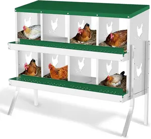 Metal Chicken Nesting Boxes, 8 Compartment Chicken Laying Boxes Nest Box for Hens, Ducks, Easy Egg Collection for Poultry Coops