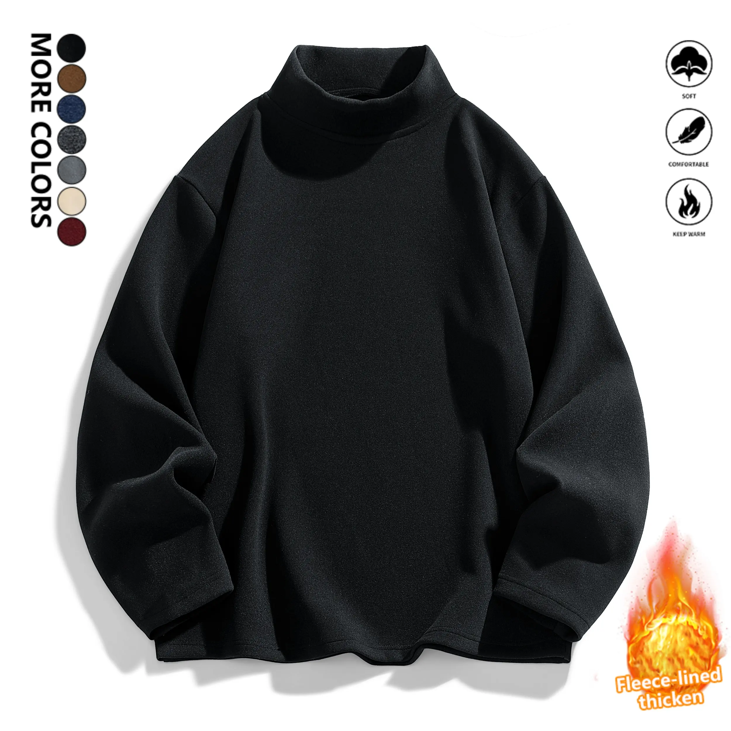 Life keeps moving — Men’s autumn/winter crewneck pullover sweatshirt, fleece-lined solid color retro sports top. Standard fit, high-quality fabric suitable for casual wear, sports, home, and everyday outfits; ideal as a gift.