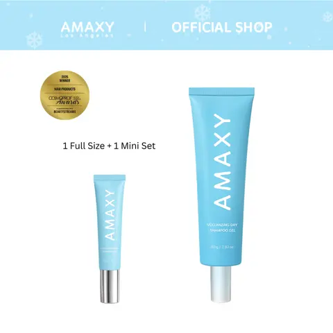 AMAXY Gel-Like Dry Shampoo (1 Unit) + FREE Mini Dry Shampoo (1 Unit) – Non-Aerosol Hair Care Products, Oil-Absorbing, Cleansing, Daily Haircare, High Volume, Instant Freshness