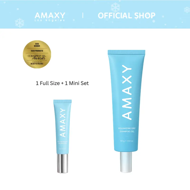 AMAXY Gel-Like Dry Shampoo (1 Unit) + FREE Mini Dry Shampoo (1 Unit) – Non-Aerosol Hair Care Products, Oil-Absorbing, Cleansing, Daily Haircare, High Volume, Instant Freshness
