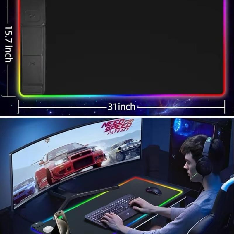 MagSafe Wireless Charger for Mobile Phones RGB Illuminated Gaming Mouse Pad with Ultra-Large Surface Competitive Gaming App Control