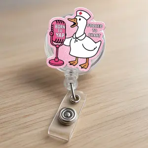 Funny Goose Nurse Badge Reel Born to Yap, Forced to Chart, Funny Badge Reel, For Nurses Hospital Badge Reels