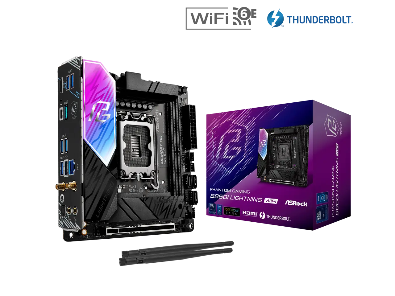 ASRock B860I Lightning WiFi LGA 1851 Intel B860 SATA 6Gb/s Intel Core Ultra DDR5 Mini ITX Motherboard