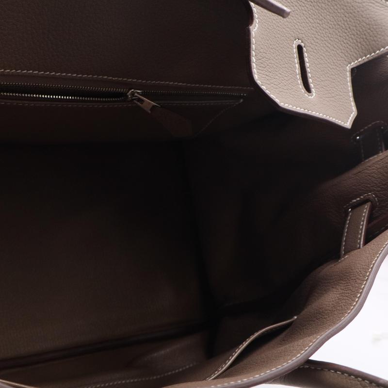 Pre-owned HERMÈS leather Tote Bags Hermes Togo BIRKIN 35 Color Gris Etoupe Palatium Hardware (full price 18999)