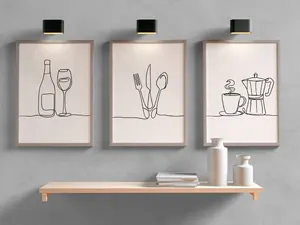 Set of 3 Line Drawing Printable Kitchen Decor ,Kitchen Wall Art, Dining Room Print, Housewarming Gift, Kitchen Decor, Kitchen Art