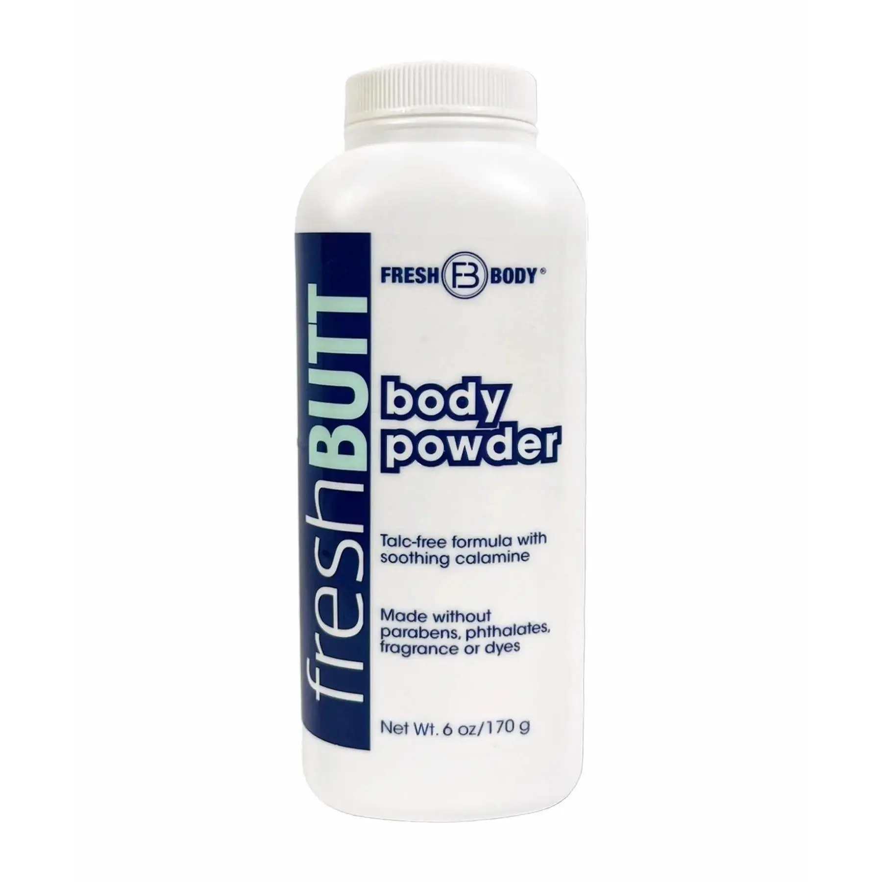 Fresh Butt Body Powder for Women & Men - Anti-Chafing, Anti-Itch, Odor & Sweat Absorbing + Calamine - Friction Fighting, Talc-Free, Unscented, 6oz