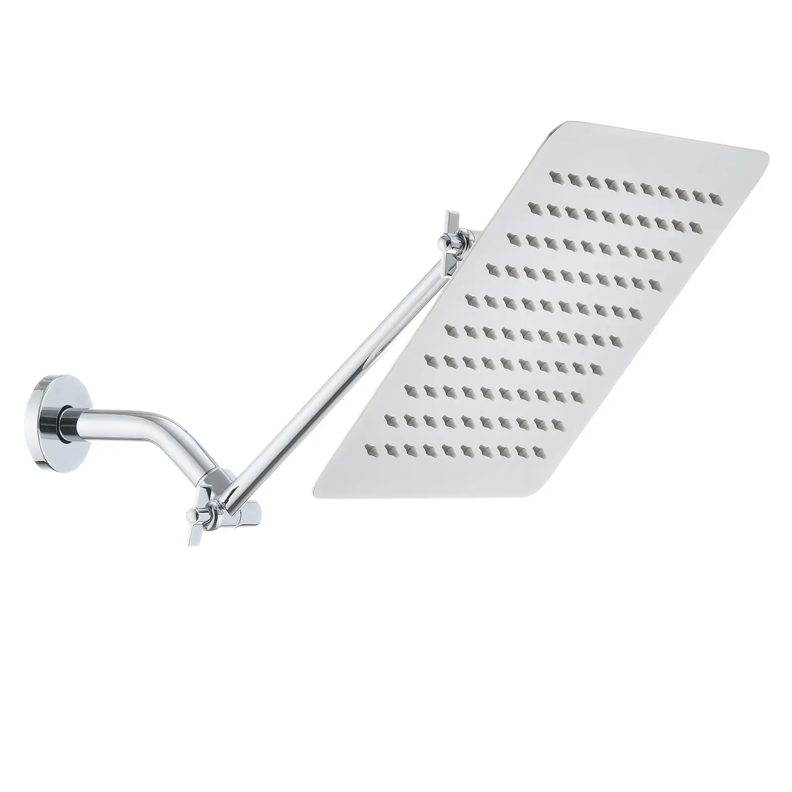 Hdmw Chrome 10" Stainless Steel Rain Shower Head - High-Pressure Shower Heads, 100 Closely Connected Self-Clean Silicone Nozzles, Durable, Luxury Design for Bath Use, 2.5 GPM Plumbing Fixture