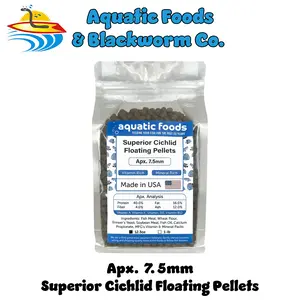Superior Cichlid Pellets, 7.5mm-5/16" 40% Protein Floating Pellets for all Central and South American Cichlids and ALL Tropical Fish. FREE 4-Type Wafer Mix & 12-Type Pellet Mix Included