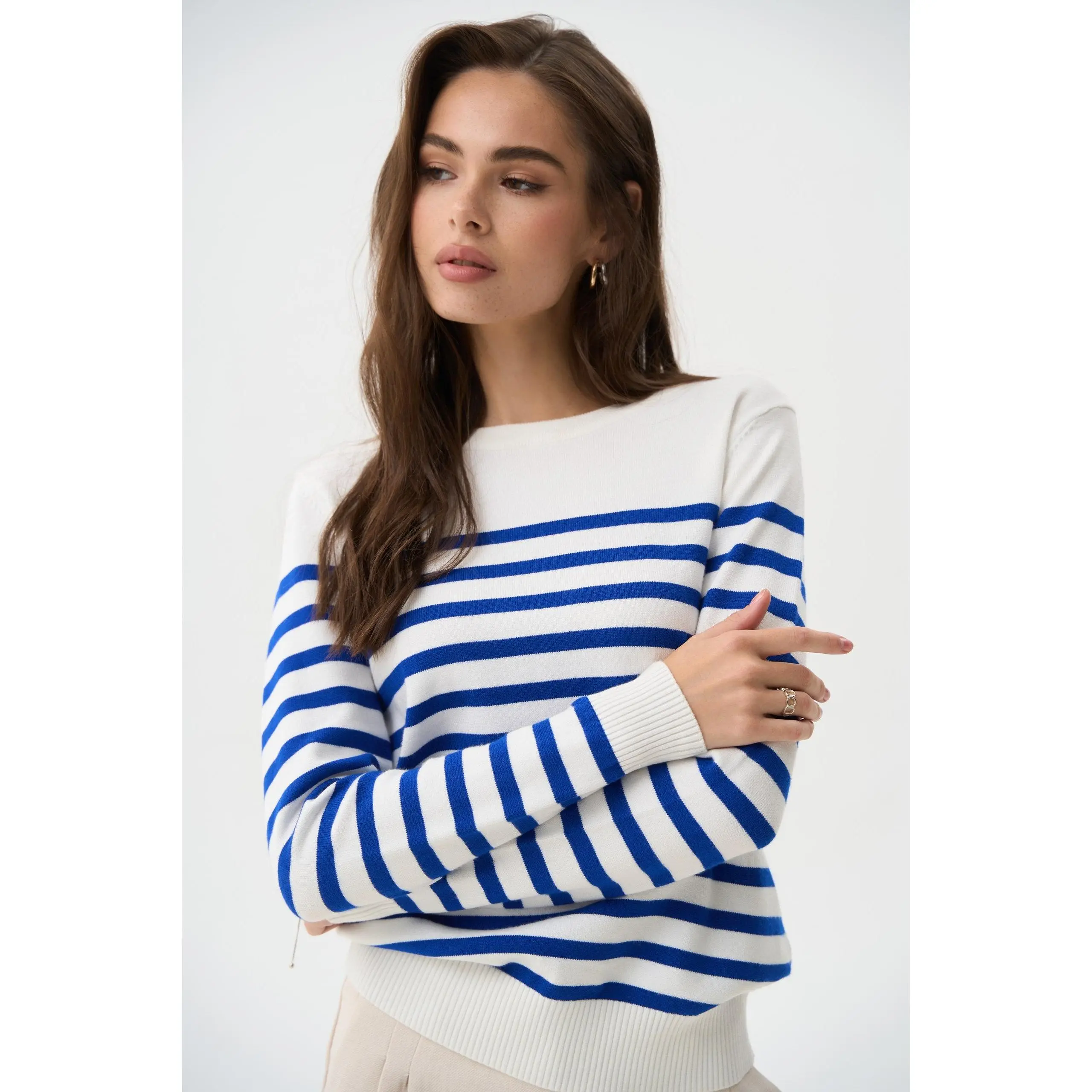Electric Blue Striped Knit Sweater