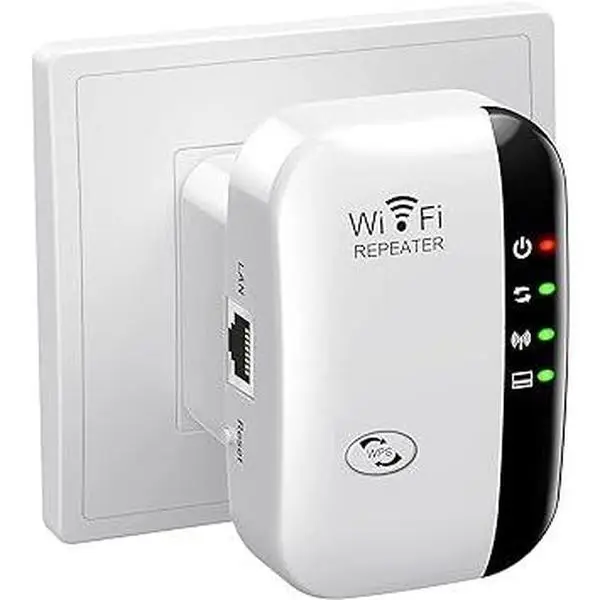 WiFi Extender & Signal Booster – Covers Up to 5000 Sq. Ft, Connects 52 Devices | Fast & Stable Internet | Easy 1-Key Setup | Ethernet Port & Alexa Com