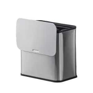 5L Hanging Trash Can with Lid Stainless Steel Kitchen Compost Bin with Inner Bucket and Charcoal Filter for Countertop or Under Sink Wall Mounted Waste Bin for Cupboard Bathroom Cleaning